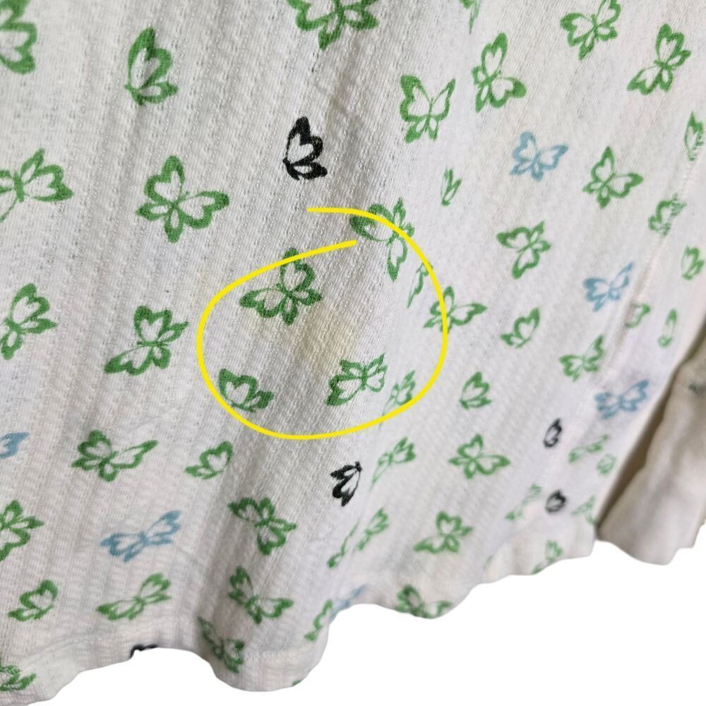 Y2K Aeropostale Butterfly Thermal Top Long Sleeve Waffle Henley White M - Picture 7 of 7
